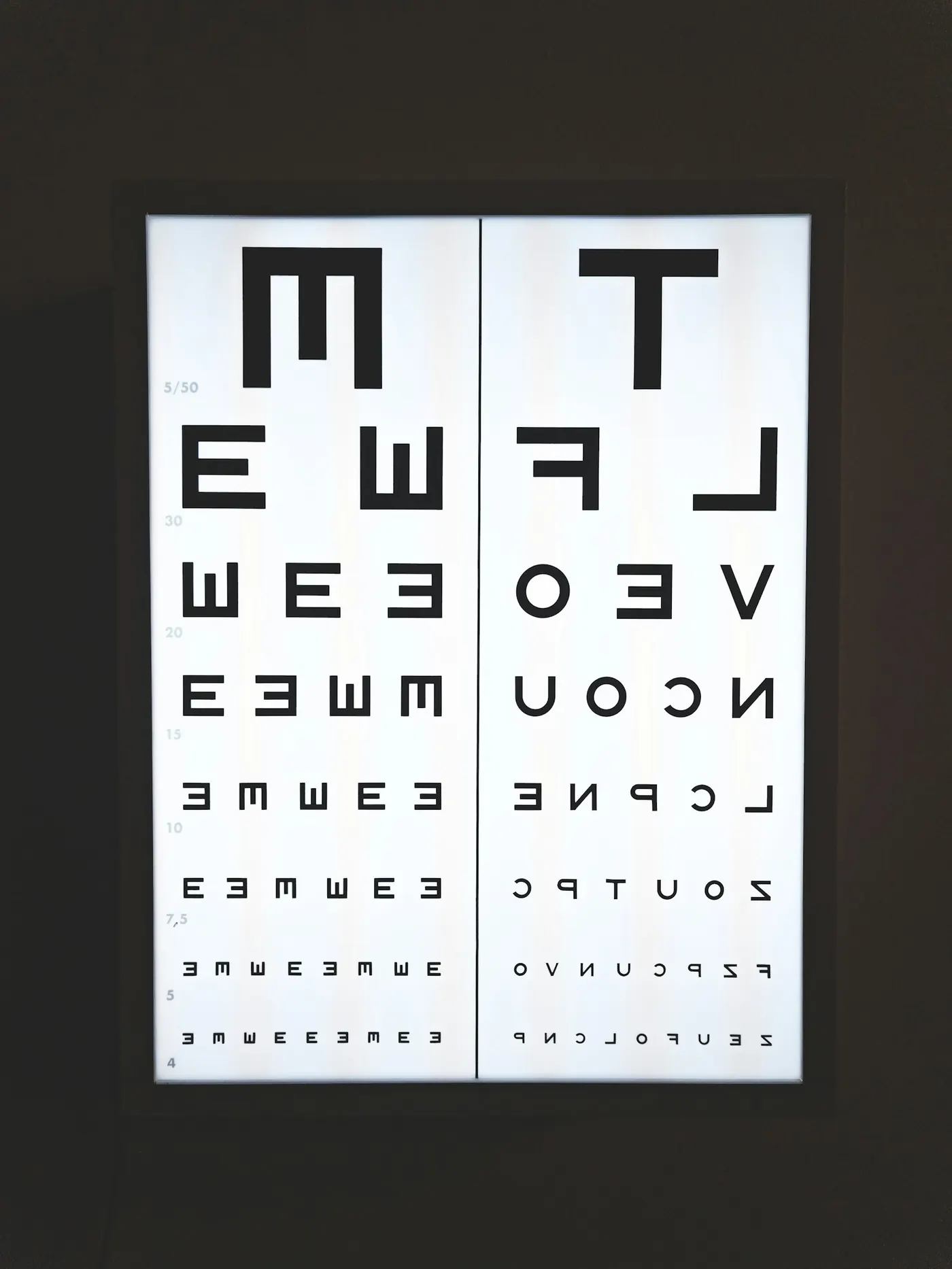 Eye chart used during a vision test