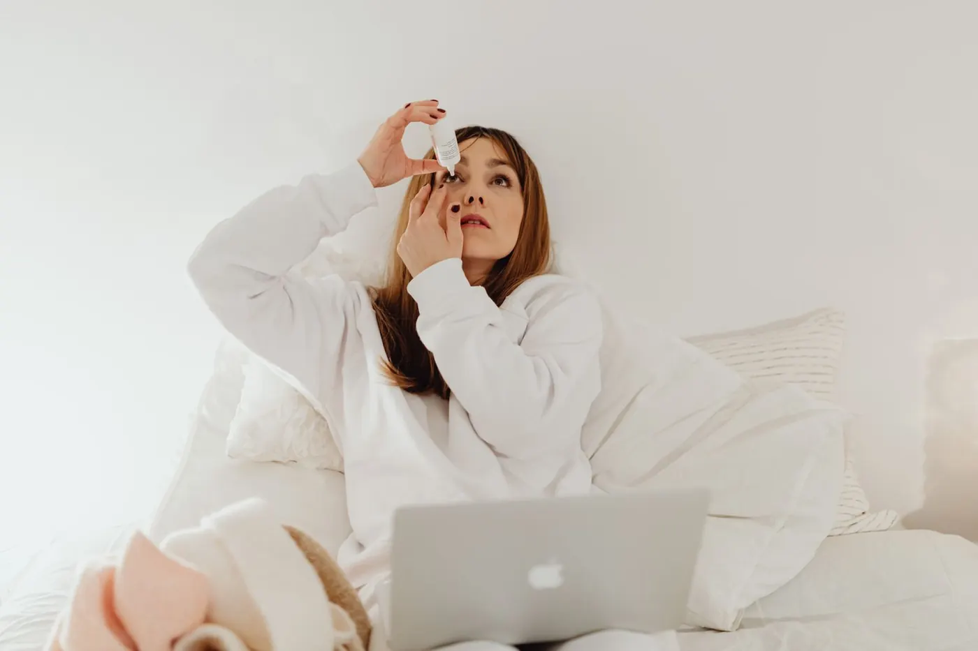 Eye drops applied for dry eye relief